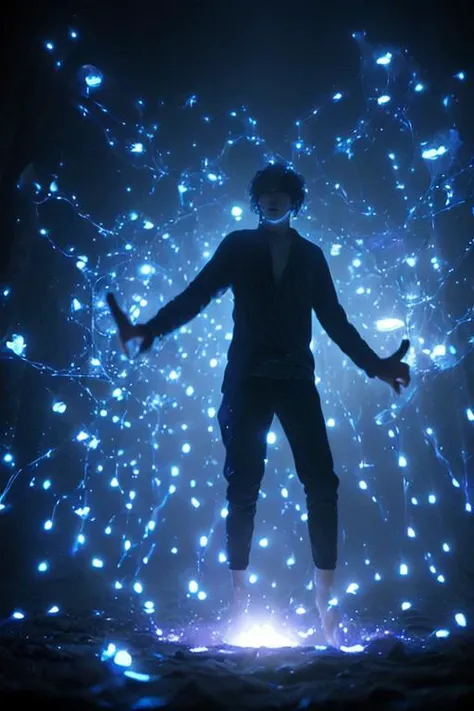 (Highest quality:1.2),One man,alone,Are standing_Split,whole body, Photo of a Japanese man in his 20s made of shiny white and silver translucent glass and plastic,Muscular and shirtless, Silver metal interior, Dynamic pose, Flow organic structure, A sparkling golden circuit, colorful Neon decoration, Ball of Light, Illumination, Illumination回路, Neon decoration, Depth of Field Focus F/2.8, H'art.right. liver, Greg rightutowski