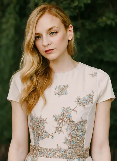 portrait photography, ginger hair, floral sundress, short-sleeve, park background, soft colors, bokeh, (high detailed skin:1.1)
<lora:emily_kinney_lora_v01:1> 3mk1n1