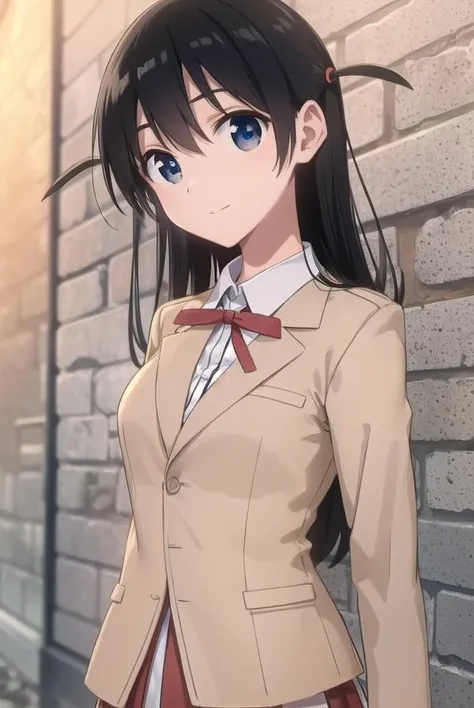 tenmatsukamoto, <lora:tenma tsukamoto s2-lora-nochekaiser:1>,
tenma tsukamoto, long hair, bangs, (black hair:1.5), (black eyes:1.3), (two side up:1.5), smile,
BREAK skirt, shirt, long sleeves, bow, ribbon, school uniform, jacket, white shirt, pleated skirt, collared shirt, bowtie, red ribbon, red skirt, blazer, (light brown blazer:1.5),
BREAK indoors, classroom,
BREAK looking at viewer, (cowboy shot:1.5),
BREAK <lyco:GoodHands-beta2:1>, (masterpiece:1.2), best quality, high resolution, unity 8k wallpaper, (illustration:0.8), (beautiful detailed eyes:1.6), extremely detailed face, perfect lighting, extremely detailed CG, (perfect hands, perfect anatomy),
