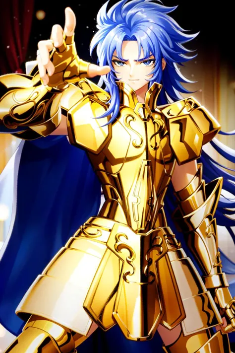 <lora:saintSeiyaGemini_v10:0.7>, GeminiArmor, 1boy,
ultra detailed, official art, unity 8k wallpaper, (anime:1.0), illustration,
BREAK
((1boy, dynamic pose, ( GeminiArmor, golden armor, vibrant colors), sweet lips, (blue hair), (black|brown eyes), (heavily detailled face:1.1),(medium hairstyle:1.1)|, thin lips,smiling face, slender hands, slim fingers )), serious, angry,
greek temple, very detailed background,
still photography, looping video,
mesmerizing movement, captivating visuals,
seamless blend, engaging storytelling,