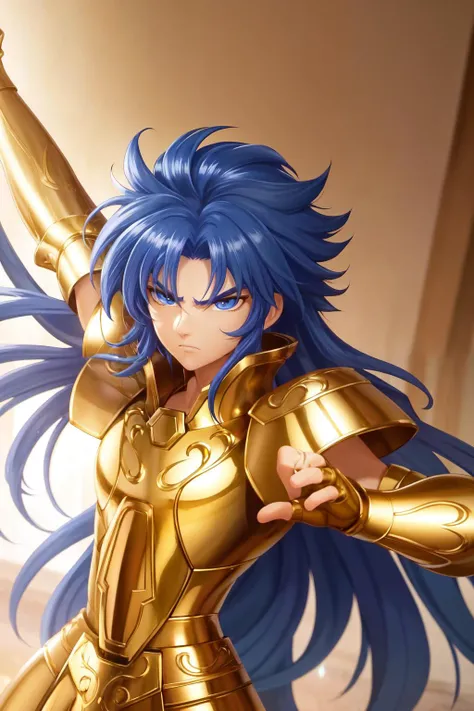 <lora:saintSeiyaGemini_v10:0.7>, GeminiArmor,  (masterpiece:1.0), (best quality:1.0), (ultra highres:1.0) ,(8k resolution:1.0), (anime:1.0), (ultra detailed1:0),(RAW photo:1.0), HDR, photography, Kodak Portra 400, film grain, blurry background, vibrant color, bokeh, lens flare, ((perfect hands)), ((perfect arms)), (perfect face), {{perfect anatomy}},(hand of Guido Daniele), wide shot, small hands, slim fingers,
greek temple, very detailed background, 1man wear golden GeminiArmor,  golden armor, solo, medium blue hair, angry, looking at viewer, focused face, detailed face, vibrant colors, symmetric eyes, visible lips, standing, (upper body:1.2),