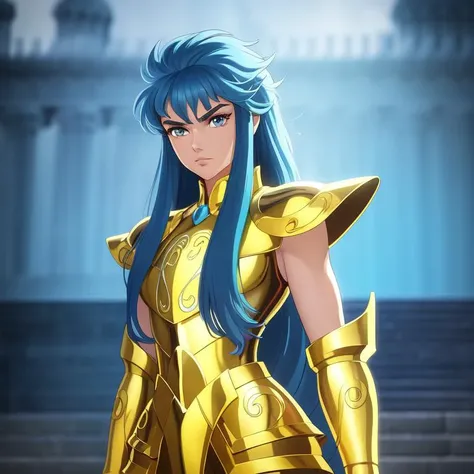 <lora:Fra_AquariusArmor_V10:0.7>, AquariusArmor, shoulder_armor, (no helmet:1.4), (masterpiece:1.0), (best quality:1.0), (ultra highres:1.0) ,(8k resolution:1.0), (realistic:1.0), (ultra detailed1:0),(RAW photo:1.0), HDR, photography, Kodak Portra 400, film grain, blurry background, vibrant color, bokeh, lens flare, ((perfect hands)), ((perfect arms)), (perfect face), {{perfect anatomy}},(hand of Guido Daniele), wide shot, small hands, slim fingers,
greek temple, very detailed background, 1female wear golden AquariusArmor, golden armor, solo, (medium blue hair:1.4), black eyes, angry, looking at viewer, focused face, detailed face, vibrant colors, symmetric eyes, visible lips, standing, (upper body:1.2),