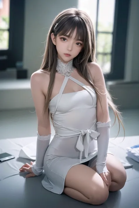 absurdres,extremely detailed CG unity 8k wallpaper,masterpiece,best quality,((extremely detailed CG)), ((8k_wallpaper)), (masterpiece),best quality, high resolution illustration, hyperdetailed, highres,(Upper body),head tilt, seiza, seductive,
1girl,long hair,beautiful_face,Highly detailed and beautiful eyes,(an extremely delicate and beautiful),(Beautiful and detailed facial depiction),((dress)),(small_breasts:1.3),narrow waist, 
full body, 
\\
(depth of field:1.5),loli:0.1,realistic:1.3,