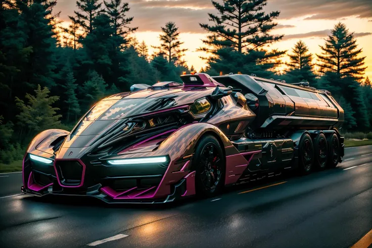 <lora:LoHa_SuperTruckV2:0.8>
masterpiece, highly detailed photorealistic 8k raw photo, best cinematic quality, volumetric lighting and shadows, Knockout Pink sptrck, showcasing sleek lines, advanced features, innovation, futuristic cityscape, telephoto shot, shiny and reflective bodywork, people on the background