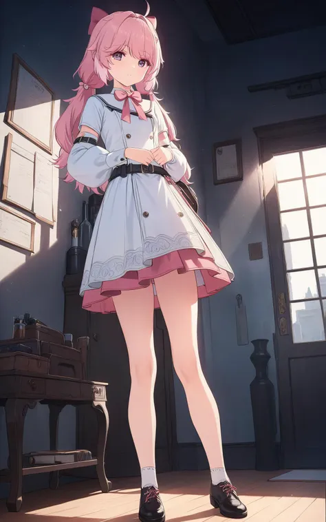 <lora:encore:1>
small girl, full length, correct anatomy, beautiful body,  cute, pink hair, many details, super detailed, atmospheric lighting, high quality, HD, realism