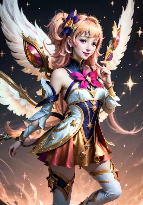 <lora:star_guardian_Seraphine:0.8>, star_guardian_Seraphine, solo, smile,, (masterpiece, best quality, absurdres, detailed, ultra-detailed:1.3)
