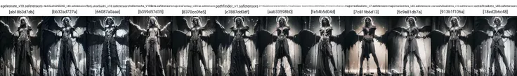 <lora:vergvoktre_finetuned:1> (by vergvoktre:2), (dramatic, gritty, intense:1.4), distorted face, masterpiece, best quality, 32k uhd, (Light and dark contrast, high contrast, high saturation:1.3), Epic CG masterpiece, a woman dressed in an angelic outfit in chains, delicate face, hdr, dtm, full ha, 8K, ultra detailed graphic tension, dynamic poses, stunning colors, 3D rendering, surrealism, rich details, highest quality, extremely exquisite, gorgeous light and shadow, HD, (solo:1.3), Angel, angel wings, wings, feathered wings, strapless dress, (shackles:1.4), bare shoulders, halo, (Milky skin, shiny skin:1.7), (white hair:1.4), (exposed abdomen:1.2), navel, (long legs:1.3), jewelry, (chain:1.6), Gothic architecture, <lora:~Q?-Y)OW`QeNAngel:0.8> nightmare, intricate details, hyperdetailed, cinematic, dark shot, (film grainy, soothing tones, muted colors, technicolor:1.5)
BREAK
<lora:Dark_Art:1> (d4rk4rt artstyle, monochrome, greyscale:1.6)