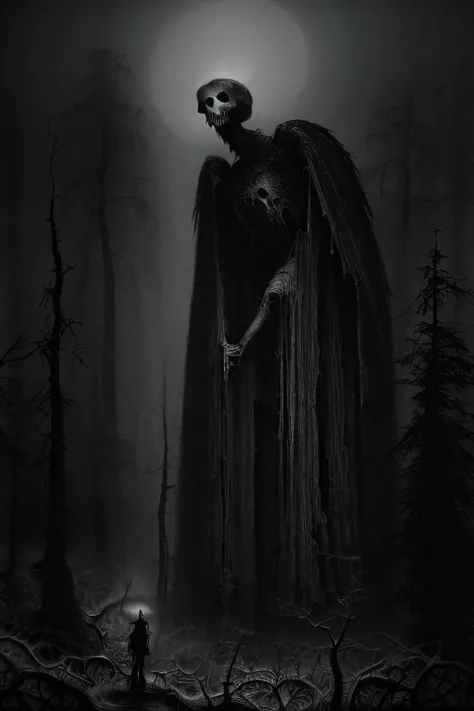 A in a forest , macabre, nightmare, intricate details, morbid, dark shot, muted colors, film grain, technicolor, by vergvoktre, d4rk4rt artstyle,
<lora:vergvoktre_finetuned:1>, <lora:Dark_Art:1>