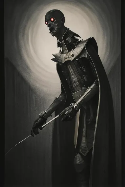 a painting of jinzo, <lora:Jinzo_YGO:1.0>, creepy, nightmare, intricate details, hyperdetailed, cinematic, dark shot, muted colors, film grainy, soothing tones, muted colors, technicolor, by vergvoktre  <lora:vergvoktre_finetuned:0.6>, masterpiece, 8k