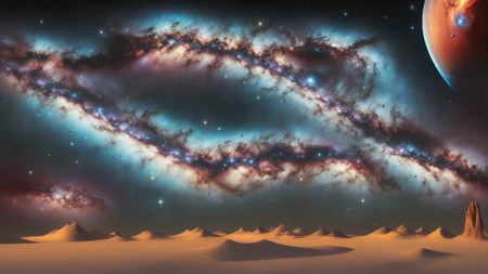 ((best quality)), ((masterpiece)), ((realistic)), ((extremely detailed)), road to space, planets, starry night