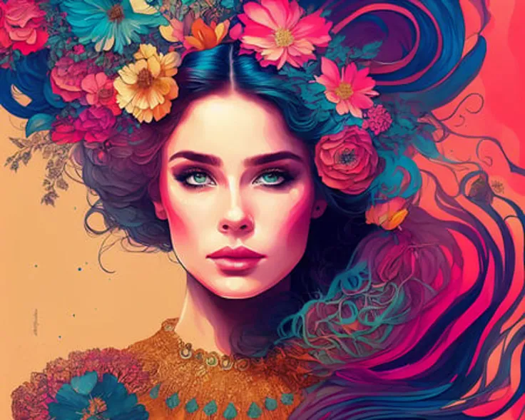 colored ink illustration, portrait of a woman, CHAINGIRLDARK STYLE, <lora:vividWatercolorsLora_10:0.5>