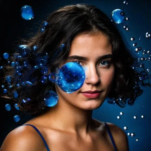 a portrait of a blue bubbl3 ((( beautiful girl)))  <lora:o1l-000040:1>