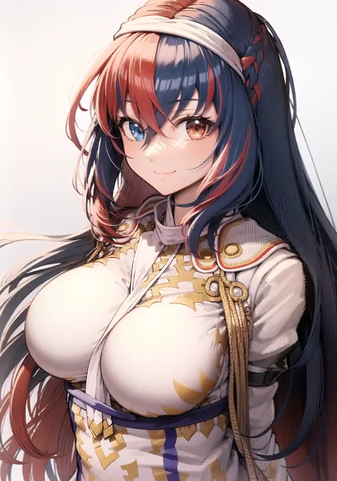 alear \(fire emblem\), Alear_F, long hair, large breasts, smile, <lora:femaleAlearFireEmblem_v10:1>