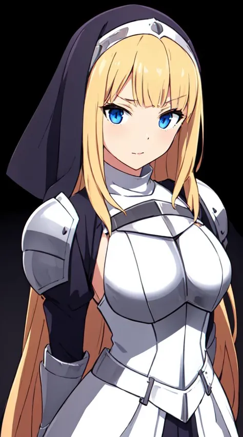 masterpiece, best quality
<lora:exorcistcharlotte.sd15.v2:0.8>
exorcistcharlotte,solo,1iglr,
medieval, fantasy,
((knight, armor, breastplate, ))
simple background, 
blond hair, long hair,