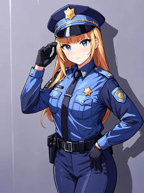 masterpiece, best quality,
(cel shading),
<lora:exorcistcharlotte.sdxl.v1:0.8>
policewoman, police uniform, police hat,
standing,