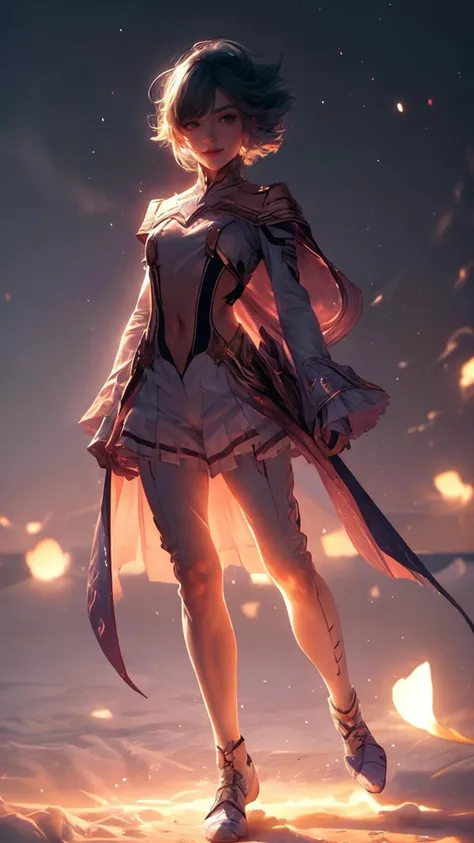 (Realistic),masterpiece,best quality,cinematic lighting,natural shadow,highest detail,professional photography,detailed background,depth of field,insane details,intricate,aesthetic,detailed face,subsurface scattering,looking at viewer,Close-Up,
r1ge,edgKLK,1girl,solo,photo of a cute girl,full body,light smile,charming,20yo,Pixie cut Hair.fluttering hair,Navy blue hair,Looking over the shoulder pose,earing laser candy paper color edgKLK_outfit,clothing cutout,angry,glowing,aura,energy,flying debris,flying fragments,fire,Universe,planet,
<lora:add_detail:1>,<lora:Better light:1>,<lora:edgKilllaKill_nai:1>,<lora:r1ge - AnimeRage:0.5>,<lora:FireUniverse:0.5>, mystical, celestial, delicate, beautiful