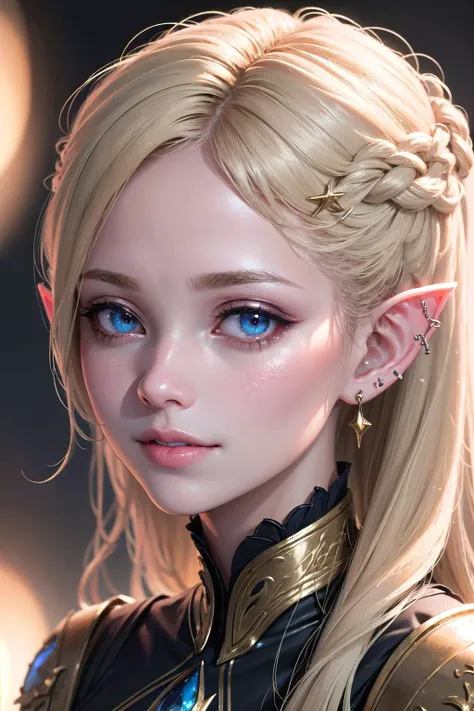 (highly detailed:1.3), 
1girl, solo, 
<lyco:nonHentaiElfRangerDruid_v10:0.9>, elf, light smile, pointy ears, 
<lora:edgEarP_LoRA:1> edgEarPiercing, EAR PIERCING, 
Ultra-detail, (highres:1.1), best quality, (masterpiece:1.3), cinematic lighting, 
(highly detailed face and eyes:1.3),
