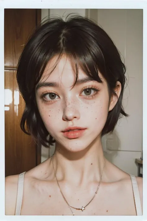 Best quality, masterpiece, ultra high res, (photorealistic:1.4), raw photo, instantphoto, snapshot, gio, short hair, cheekbones, tan, freckles, closeup, <lora:INSPHOT2:.5>, filmg, <lora:FilmG3:.1> <lora:Gio_Scotti:.8>