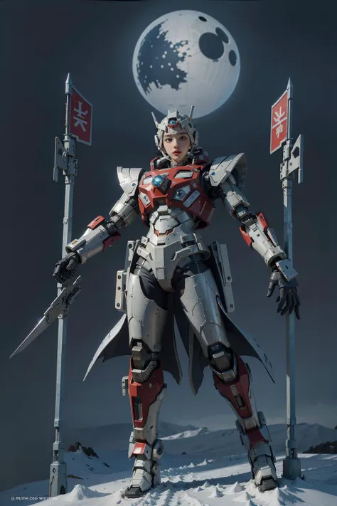 1 girl,<lora:A-RandomSuper[mecha musume,mechanical parts,super robot joints,headgear,full armor]:0.7>mecha musume, mechanical parts, super robot joints, full armor,headgear,  Furano: Winter in Furano is a world of snow. The endless white snow covers the fields, with sparse farmhouses and trees dotting the snowy landscape, akin to a fine Japanese ink painting.,Urban cityscape at dusk, Supreme Leader Snoke's flagship: This is a spaceship full of darkness and terror. Under the cold light, Snoke sits on his throne, surrounded by his Praetorian Guard. The air is filled with power and threat.