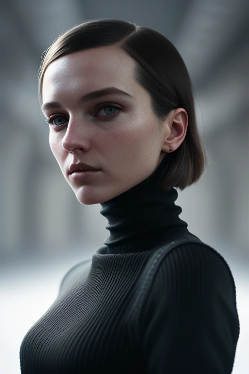 A intricate full color portrait of sks woman, wearing a black turtleneck, epic character composition, by ilya kuvshinov, alessio albi, nina masic, sharp focus, natural lighting, subsurface scattering, f2, 35mm, film grain