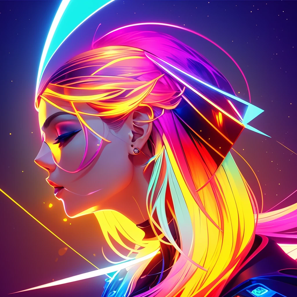 modelshoot style, A illustration, concept art, visual art,((vector style)), (flat color), golden colors, anime, a world in beautiful woman head with lightning, colorful shine, flowers, fantasy, artstation, beautiful, epic, crystalline, colorful, vivid, HD, highly detailed, rim lighting, god rays