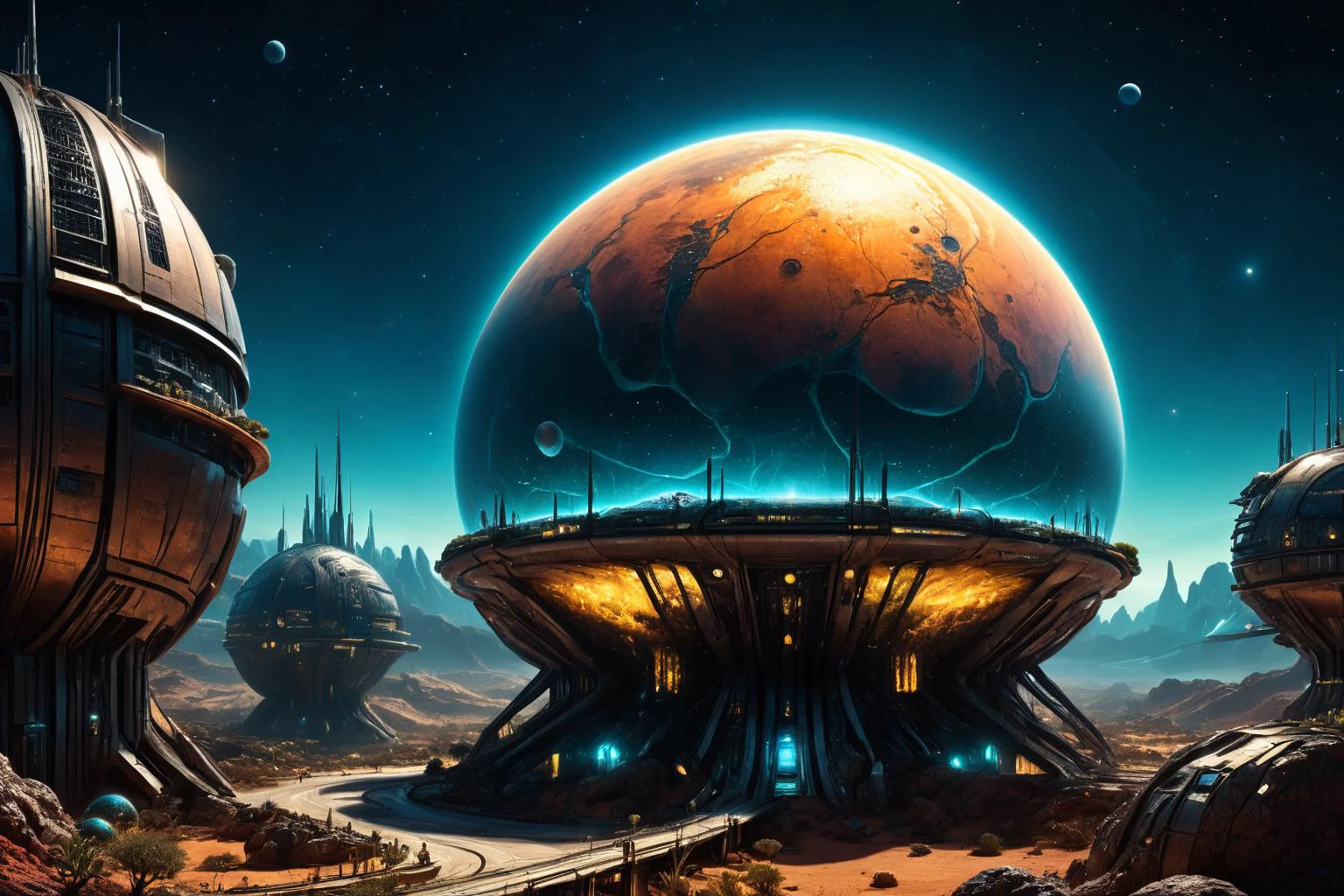 <lora:xl_more_art-full_v1:0.7>, (best quality:1.5), (hyperrealism:1.3), (intricate emotional details:1.5), (ultra detailed), (sharp focus), (sharp details), detailed digital illustration of a Exoplanet ecosystem driven by bioluminescence, Nanopunk, <lora:IPXL_v8:0.7> inkpunk style , <lora:EnvyIndustrialScifiXL01:1>