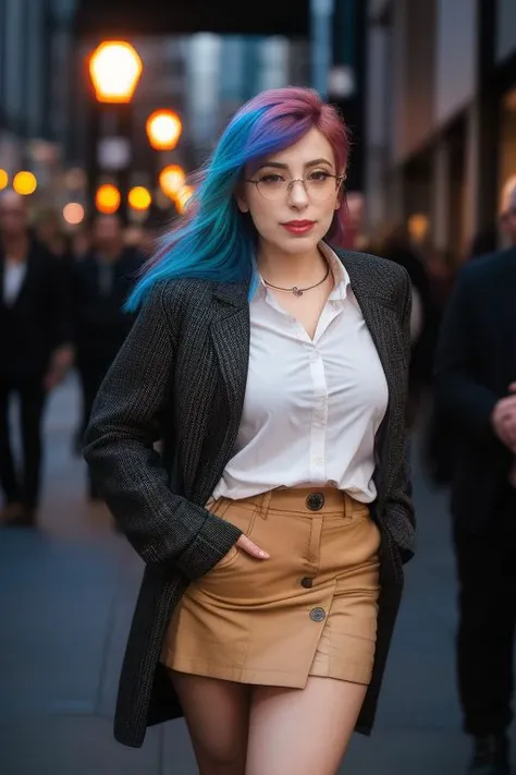 DEN_satan_SG,
walking down Hollywood boulevard, a busy street scene, public, bustling, crowds, wearing a skirt and blazer,
bokeh, f1.4, 40mm, photorealistic, raw, 8k, textured skin, skin pores, intricate details <lora:epi_noiseoffset2:1>, epiCRealism, <lora:ClothingAdjuster3:-0.8>