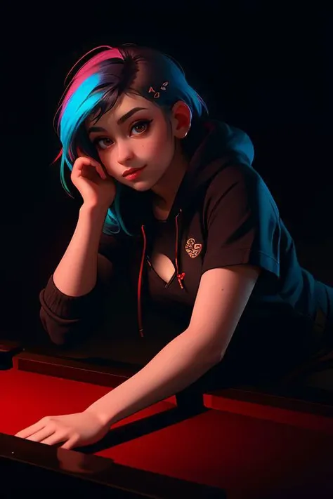 DEN_satan_SG,
playing snooker in a dark atmospheric pool hall wearing casual clothing and a hoodie, atmospheric, snooker, cue, playing snooker, leaning over the table,
bokeh, f1.4, 40mm, photorealistic, raw, 8k, textured skin, skin pores, intricate details <lora:epi_noiseoffset2:1>, epiCRealism