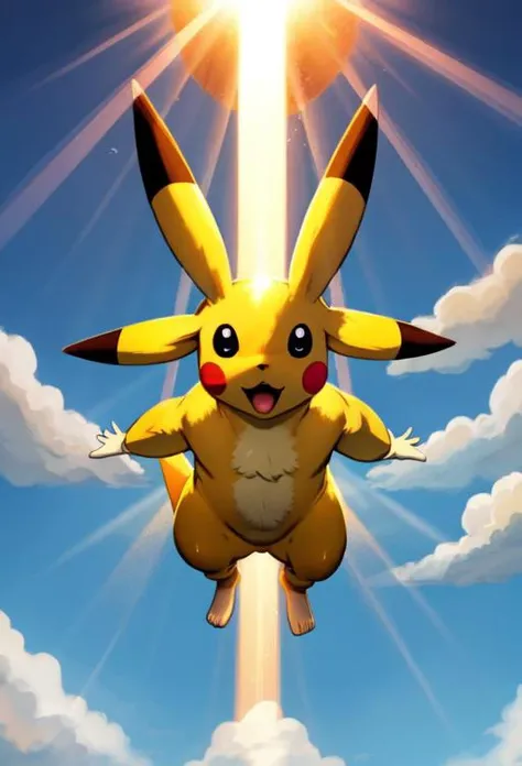 masterpiece, best quality, ultra high res, beautiful, visually stunning, elegant, incredible details, w1ngs, extra eyes, faceless, covered eyes, mouth, full body Pikachu, floating, sky, clouds, (god rays:1.2), light rays, from below, barefoot,
<lora:w1ngs - Face Wings:0.8>