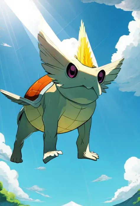 masterpiece, best quality, ultra high res, beautiful, visually stunning, elegant, incredible details, w1ngs, extra eyes, faceless, covered eyes, mouth, full body (sunglasses, Squirtle_Pokemon:0.8), floating, sky, clouds, (god rays:1.2), light rays, from below, barefoot,
<lora:w1ngs - Face Wings:1>, <lora:Squirtle_Pokemon_Combined:0.8>,