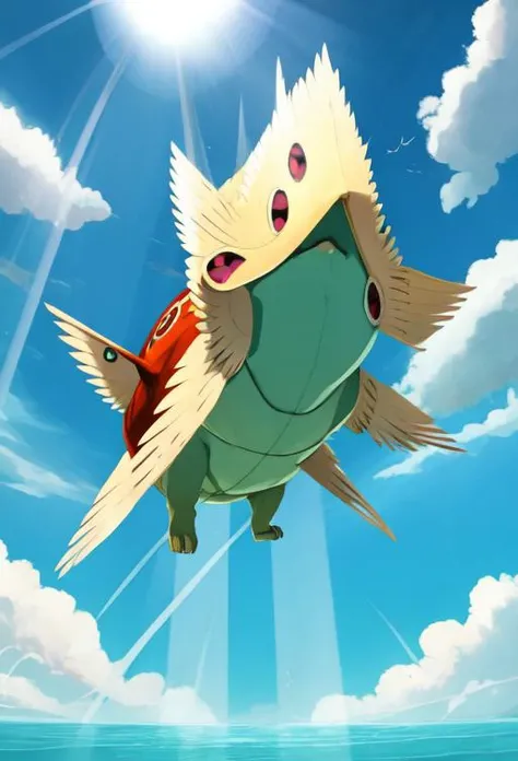 masterpiece, best quality, ultra high res, beautiful, visually stunning, elegant, incredible details, w1ngs, extra eyes, faceless, covered eyes, mouth, full body (Squirtle_Pokemon:0.7), floating, sky, clouds, (god rays:1.2), light rays, from below, barefoot,
<lora:w1ngs - Face Wings:1>, <lora:Squirtle_Pokemon_Combined:0.7>,