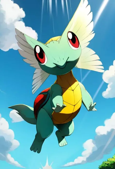 masterpiece, best quality, ultra high res, beautiful, visually stunning, elegant, incredible details,  w1ngs, extra eyes, faceless, covered eyes, mouth,  full body (Squirtle_Pokemon:0.8), floating, sky, clouds, (god rays:1.2), light rays, from below, barefoot,
<lora:w1ngs - Face Wings:1>, <lora:Squirtle_Pokemon_Combined:0.8>,