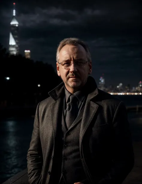 photo of a middle aged man standing in a shadow in front of a city skyline at night, niedzielski wearing shades and sophisticated black suit, he has short hair, he is looking at the viewer, the sky is cloudy, the weather is windy, it is a cold winter dusk <lora:more_details:0.7> <lora:CyberPunkAI:0.6>, [consistent facial and body proportions, aesthetic design and intricate composition, refined body details, natural beauty, realism, authenticity, photorealistic, accurate colors and shades, true tone representation, authentic shadows, sharp focus, fine details, high resolution scene, subtle lighting and highlights, texture fidelity]