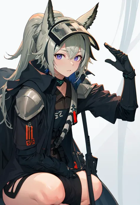 blueuniformgrani,masterpiece, best_quality, clear details,1girl,original_outfit,(cowboy shot),simple_background ,open mouth, ;d, <lora:graniey-000008:1>