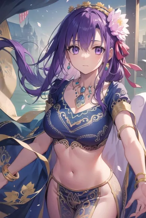 parvati, <lora:parvati-lora-nochekaiser:1>,
parvati, long hair, (purple eyes:1.1), purple hair,
BREAK bracelet, flower, hair flower, hair ornament, indian clothes, jewelry, necklace, side slit,
BREAK looking at viewer,
BREAK outdoors,
BREAK <lyco:GoodHands-beta2:1>, (masterpiece:1.2), best quality, high resolution, unity 8k wallpaper, (illustration:0.8), (beautiful detailed eyes:1.6), extremely detailed face, perfect lighting, extremely detailed CG, (perfect hands, perfect anatomy),