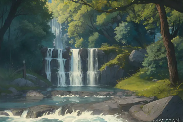 <lora:giorgiocavazzano:0.7>, CavazzanoComics, river, flowing water, tranquil surroundings, natural beauty, <clip:skip:2>, masterpiece, 8k, high resolution, shallow depth of field, sharp focus