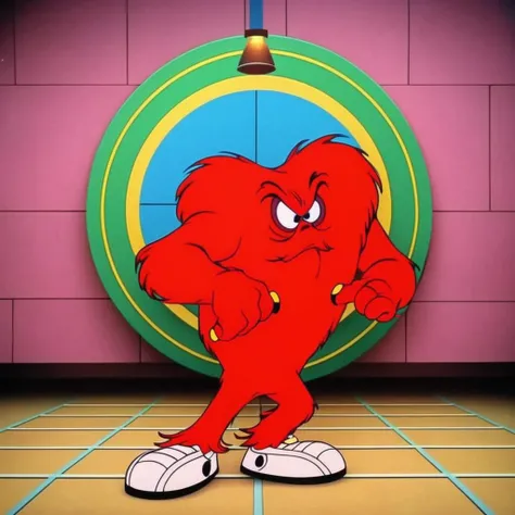 classic 2d cartoon network style animation, 90s, gossamer <lora:sdxl_goss_gossamer_v10-000017:0.9>