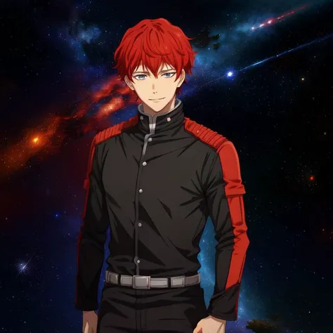 1boy, Kircheis, guy, red_hair, short_hair, solo, <lora:Kircheis:0.8> , full body shot, uniform, anime, anime movie poster, defined face, smile, galactic, space opera, epic, (masterpiece:1.2), (high quality:1.2), <lora:add_detail:0.5>