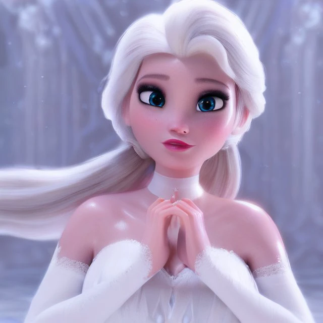 score_9, score_8_up, score_7_up, BREAK, 1girl, elsa, covered breasts, looking at viewer, blush, long hair, blue eyes, big breasts, hand heart, bare shoulders, soft sun light, white hair, black hair, collarbone, upper body, white sexy choker , shiny, white dress, lips, shiny skin, eyelashes, long twintails, pinup,
<lora:RuiDXStyle_v1:0.9> <lora:elsa_xl4:0.6>
