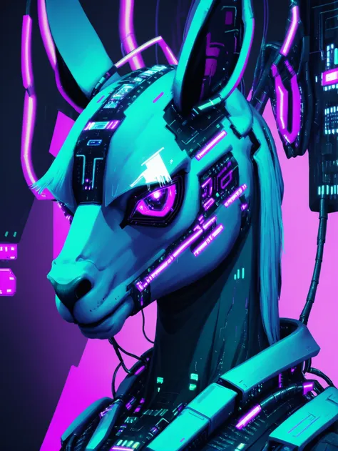 cyber, digital painting, llama<lora:EnvyCyberXL01:2>