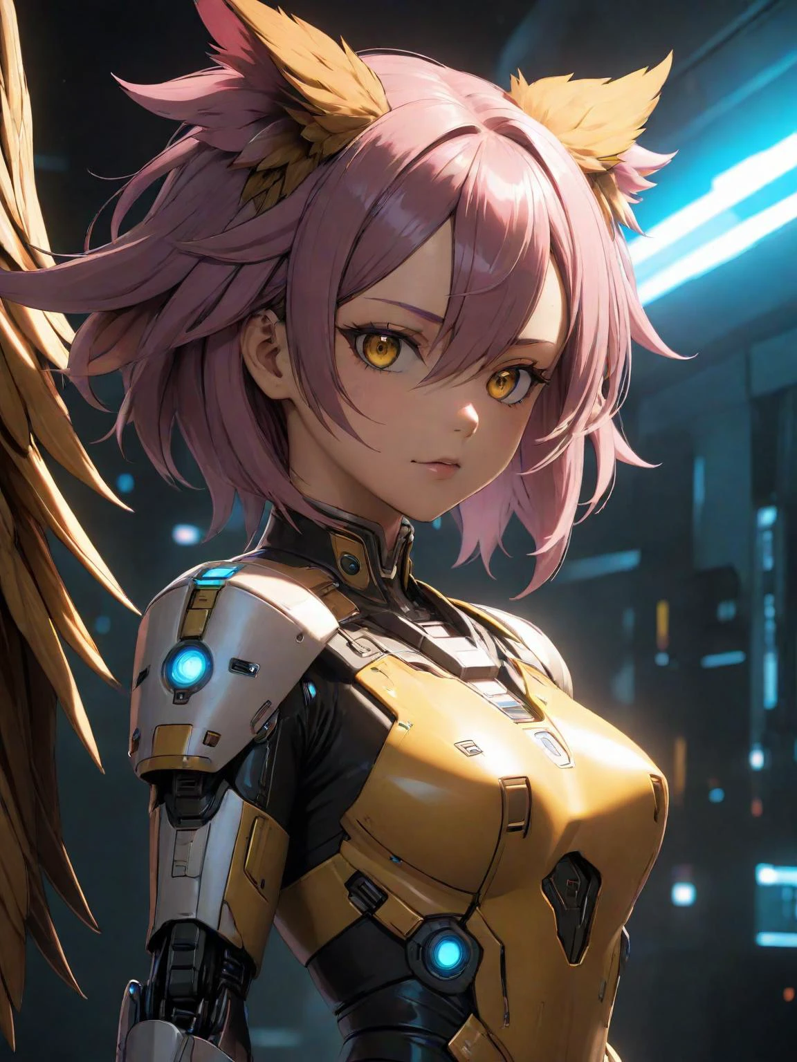 anime artwork (full body:1.5), a woman with the head of a lion and wings by daveemurke in the style ayami kojima in cyberpunk 2077. extremely detailed. 8k resolution. trending on art station. octane render. cinematic lighting. portrait. sharp face. ultra realistic digital concept art. subsurface scattering shiny skin!! tatooine lens flare!!! studio photography. 35mm f1.8 aperture/2.3 dg hsmax. high resolution <lora:EnvyCyberXL01:1> cyber <lora:EnvyMonsterGirlXL01:1>, anime style, key visual, vibrant, studio anime, highly detailed, <lora:LCM_LoRA_Weights:0.7>