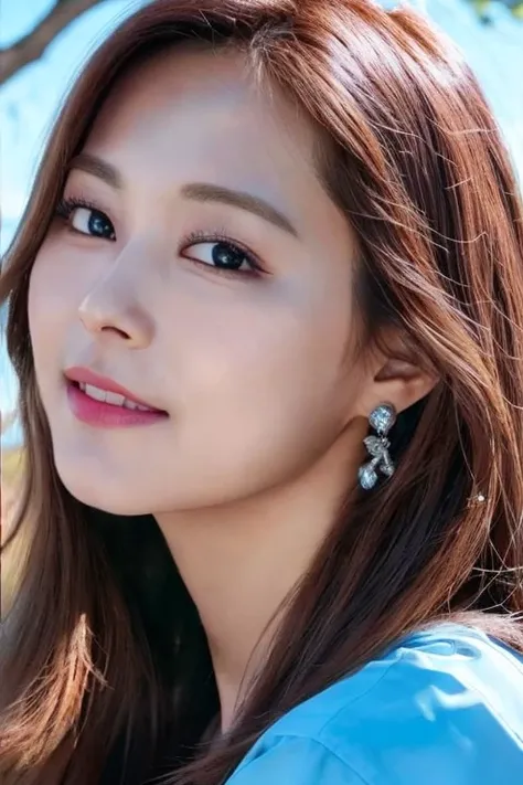 (8k, RAW photo, best quality, masterpiece:1.2), (realistic, photo-realistic:1.37), ultra-detailed, ultra high res, twtzuyu, 1 girl,looking at viewer,(smile:0.8), beautiful detailed eyes, (floating hair), detailed clothes, skin texture, cinematic lighting, professional lighting, <lora:02_TzuyuFromTwice_v10:0.75> <lora:01_LORA_koreanDollLikeness_v10:0.1>