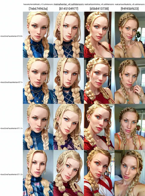 <lora:EmoFaceHentai-07:0.9>, a woman with a beautiful face, braided blonde hair