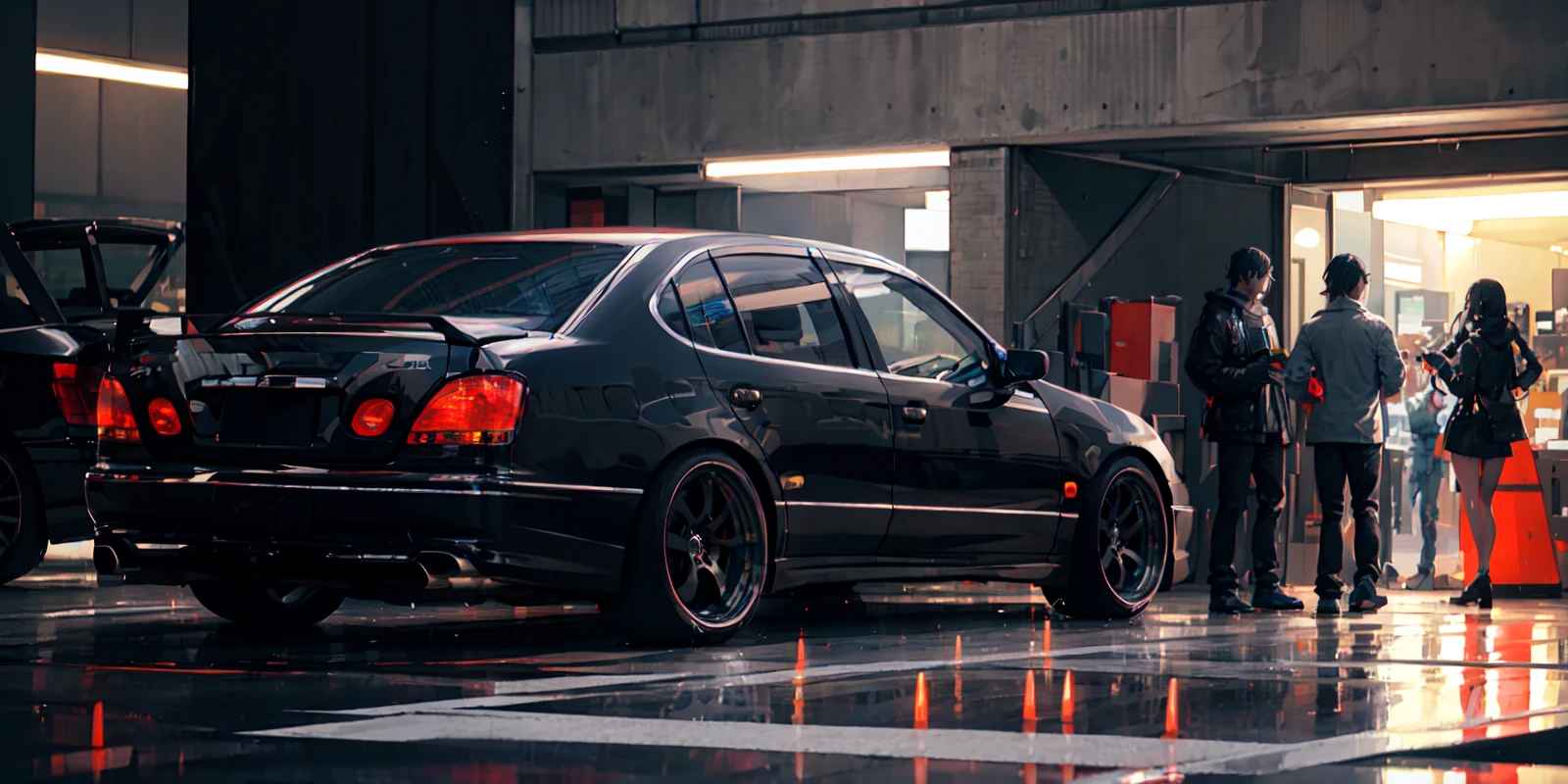 masterpiece,best quality,official art,extremely detailed CG unity 8k wallpaper,illustration, light,car, bright, motor vehicle, ground vehicle, sports car, vehicle focus, road, need for speed, moving, wet, (night, midnight:1.5), cyberpunk, tokyo,neon lights,drift, <lora:AristoV300-000008:0.9>