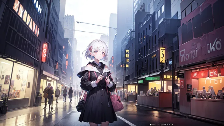 (masterpiece,best quality,official art,extremely detailed CG unity 8k wallpaper:1.4),(city,crossroads,1girl,bishojo:1.6)