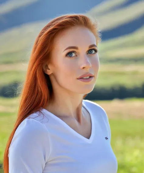 headshot of a extremely petite <lora:DollyLittle_SDXL_v1.2-000014:1> ((ohwx woman)), with gorgeous red hair, and sky blue eyes, Natural, raw, and honest
photography by (Platon:1.3), pose, portrait
shot on a Hasselblad H6D-100c 100mm f/2.2 1/125s 100 Natural light, indirect flash