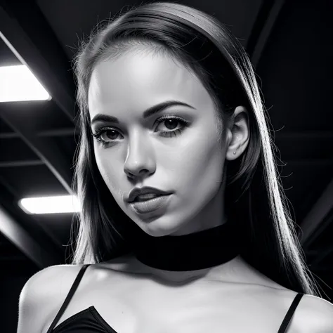 <lora:DollyLittle_v1.1:1> A stunning intricate full color portrait of (D011yLittle woman:1), sharp focus, natural lighting, subsurface scattering, f2, 35mm, film grain,matte skin, pores, colors, hyperdetailed, hyperrealistic
sharp jawline, slender neck, delicate collarbone, toned shoulders,
As if she was a runway model at a fashion show, wearing high-end designer clothes and striking confident poses.
Vogue, modern, fashion-forward, edgy, sleek, sophisticated.
Confidence, attitude, elegance, beauty.
Helmut Newton, Annie Leibovitz, Peter Lindbergh, Mario Testino, Steven Meisel, high fashion, black and white, contrast, sharpness, texture, lighting, composition.
Stunning, striking, fierce, elegant, confident, sophisticated, edgy, modern, high-end, runway, fashion-forward, black and white, high contrast, sharp, textured, perfectly composed, 4K, high detail, ultra-high detail, high definition, Octane Render.