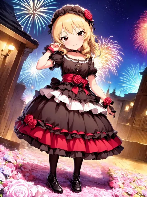 ((masterpiece)), (best quality), (ultra-detailed), intricate,
sfw,
outdoor, night, fireworks, amusement park, theme park, roses, flowers, castle, sparkles,
full body, solo focus,
<lora:u149-v3.1:1>, sakurai momoka,
cool pose, evil smille, colorful outfit,