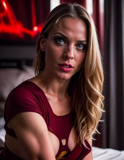 erotic full shot portrait photo of a real life version of (supergirl:0.8) <lora:supergirlDCComic_supergirl:0.5>, highly detailed, sharp focus on eyes, cinematic lighting