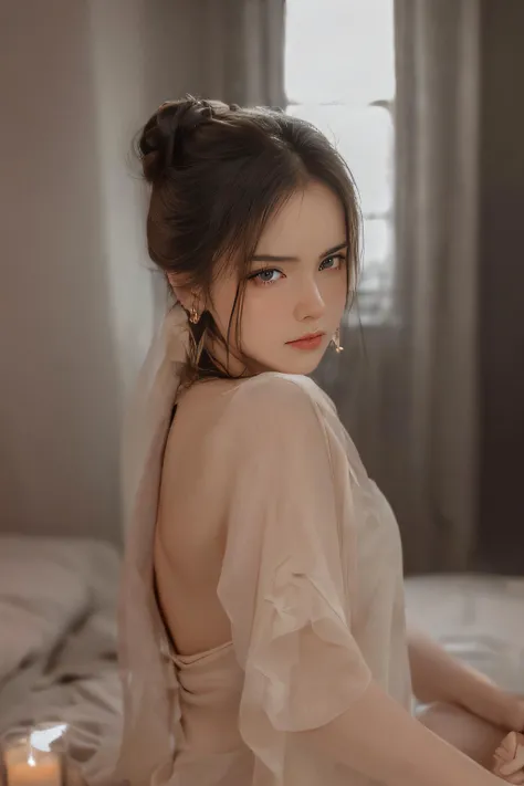 photo of beautiful (n4t3mm:0.99), a woman as a movie star, movie premiere gala, dark moody ambience (masterpiece:1.2) (photorealistic:1.2) (bokeh) (best quality) (detailed skin:1.2) (intricate details) (nighttime) (8k) (HDR) (cinematic lighting) (sharp focus), ((closeup portrait:1.2)), (earrings), (<lora:thaigirl-000004:0.8>) (bun hair) supprising, (natural_skin,realskin:1.5), reflection black_eyes, high_angle shot, out_door, (masterpiece,best quality:1.5), (masterpiece,best quality:1.5)